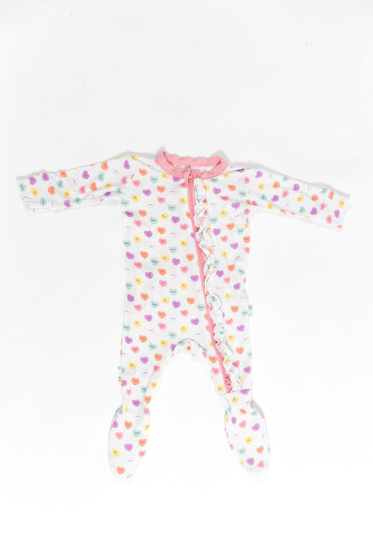 Candy Hearts Ruffle Footie