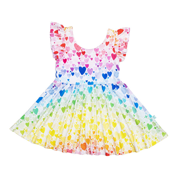 Rainbow Hearts Twirl Dress
