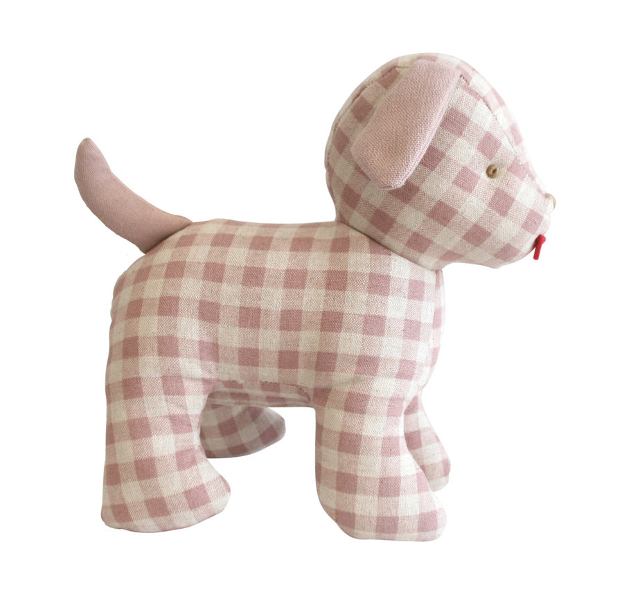 Musical Pink Checkered Puppy Toy