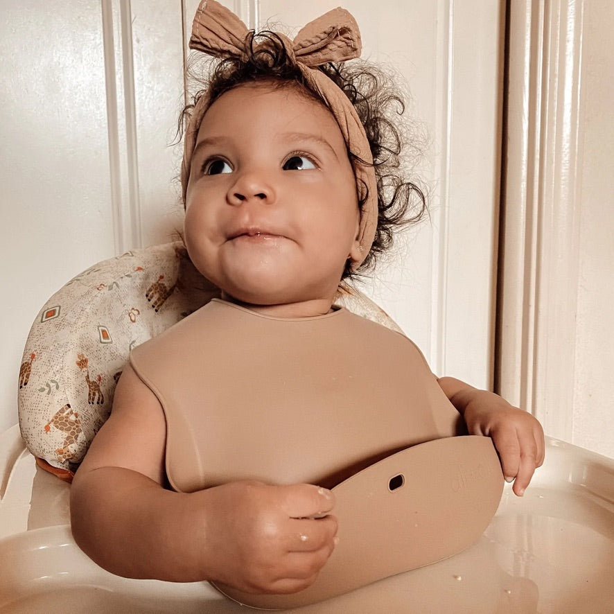 Taupe Silicone Roll-Up Bib
