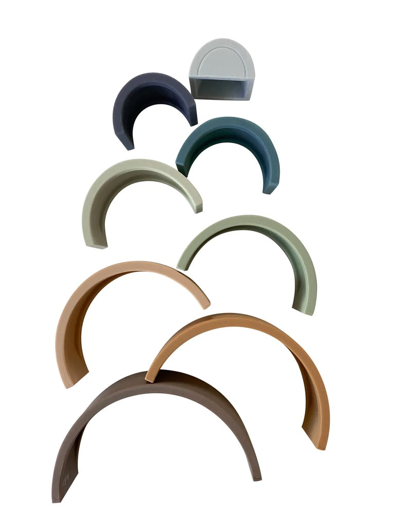 Eucalyptus Rainbow Silicone Teether + Stacker