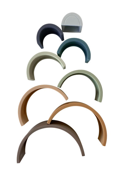 Eucalyptus Rainbow Silicone Teether + Stacker
