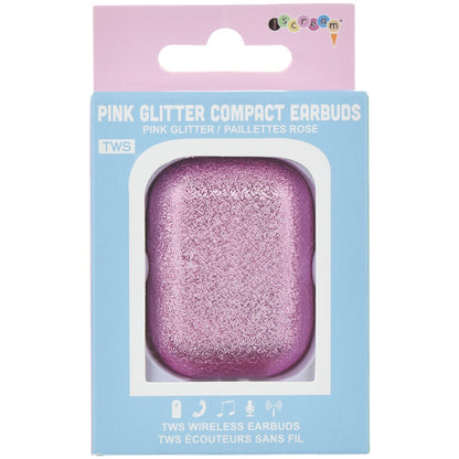 Pink Glitter Compact Earbuds