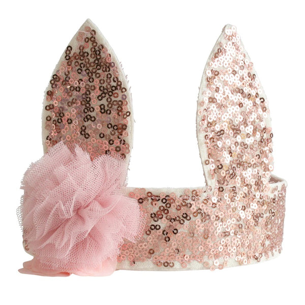 Rose Gold Sequin Bunny Crown