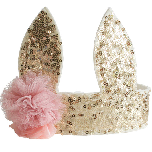 Gold Sequin Bunny Crown