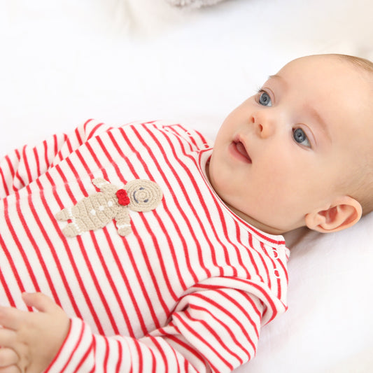 Gingerbread Man Red Striped Romper