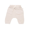Cream Cotton Gathered Hem Pant