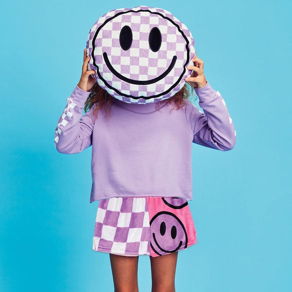 Pink Smiley Face & Checkered Backpack 