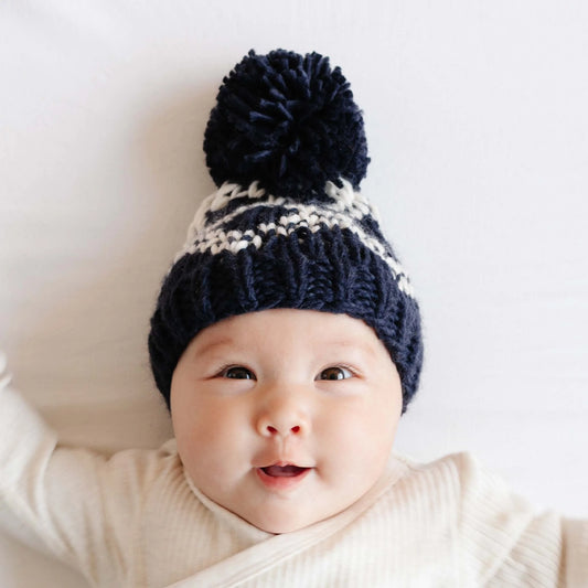 Navy Diamond Faire Isle Hat