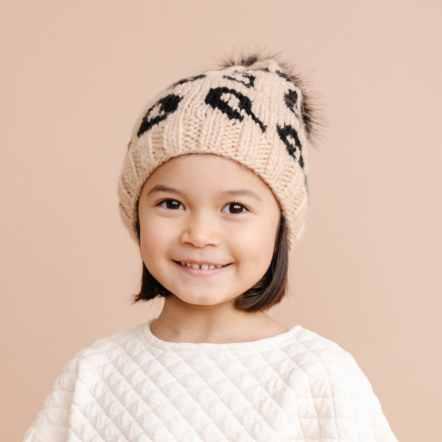 Cheetah Hat with Faux Fur Pom