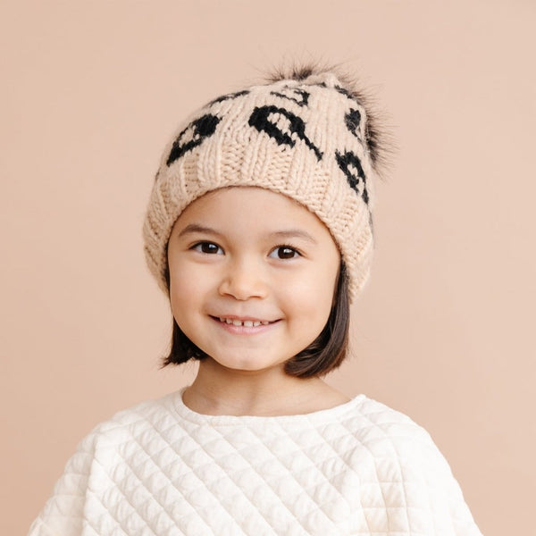 Cheetah Hat with Faux Fur Pom