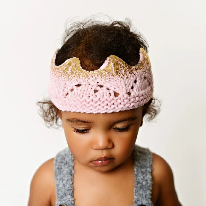 Pink & Gold Hand-Knit Crown