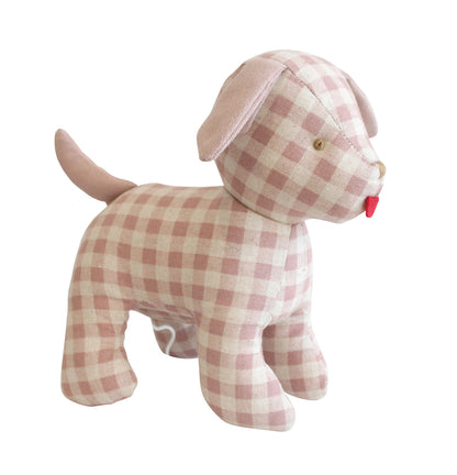 Musical Pink Checkered Puppy Toy