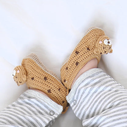 Cecile The Cheetah Hand-Crocheted Baby Booties