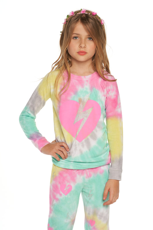 Tie Dye Bolt Heart Hacci Pullover