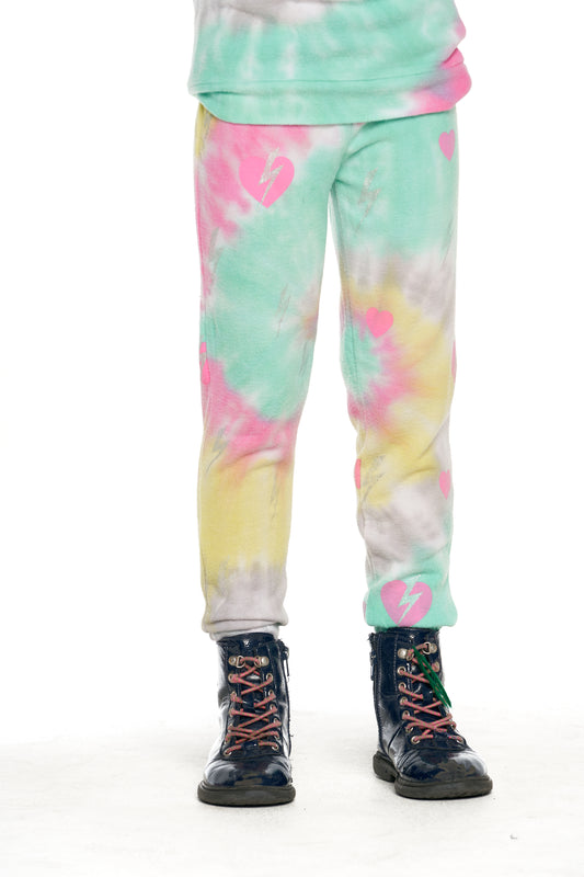 Tie Dye Bolt Heart Hacci Sweatpants