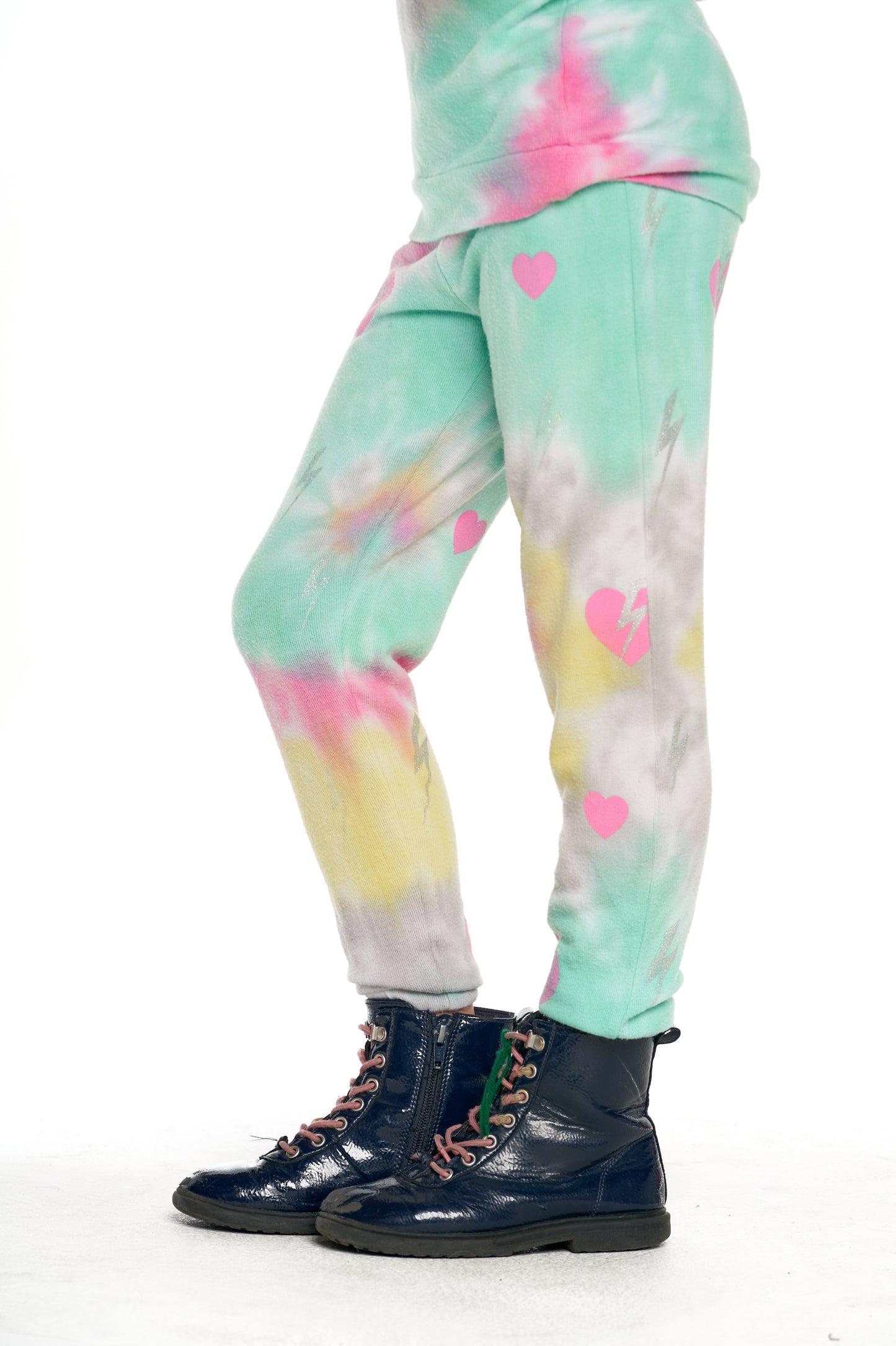 Tie Dye Bolt Heart Hacci Sweatpants
