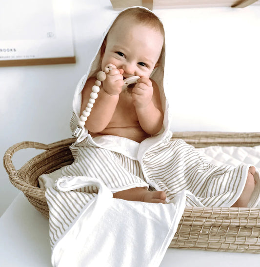 Striped Hooded Towel & Washcloth Set