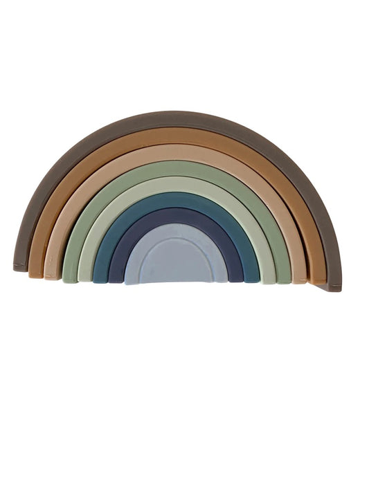 Eucalyptus Rainbow Silicone Teether + Stacker