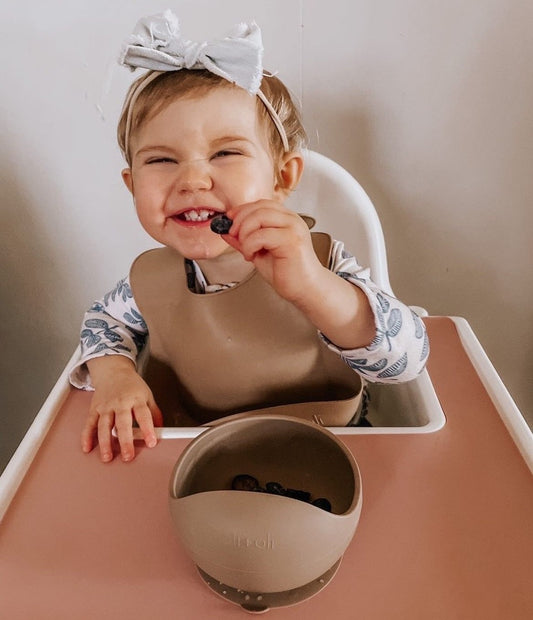 Taupe Silicone Roll-Up Bib