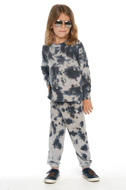 Tie Dye Skeleton Peace Hacci Pullover