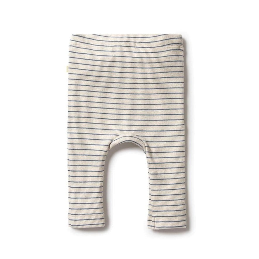 Organic Blue Stripe Rib Leggings