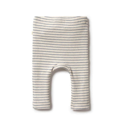 Organic Blue Stripe Rib Leggings