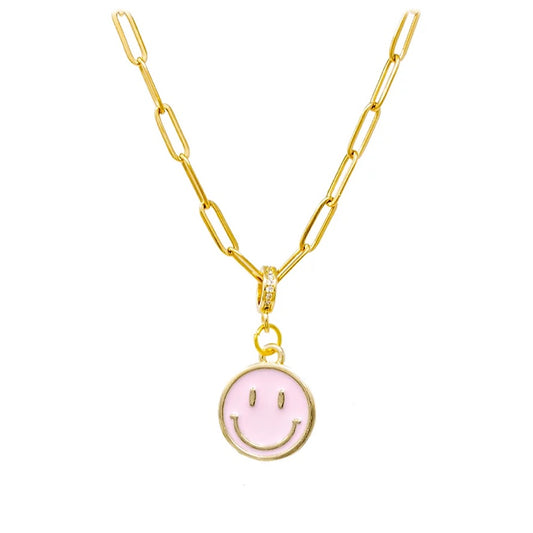 Baby Pink Happy Face Necklace