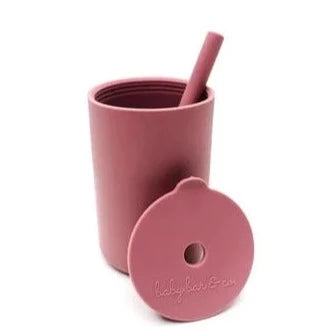 Mauve Silicone Cup with Straw