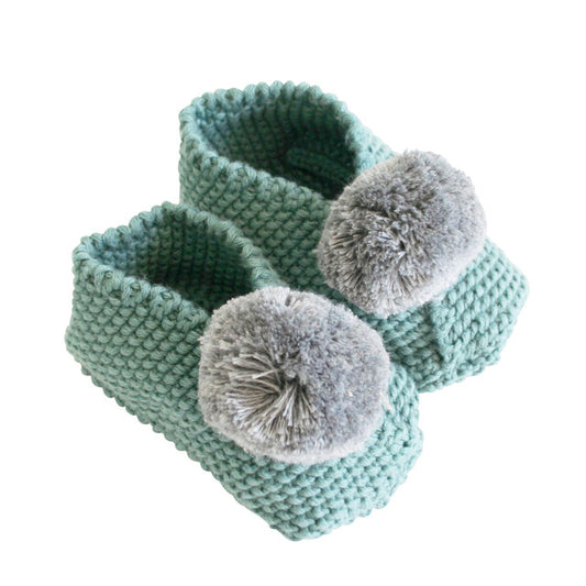 Sage Pom Pom Booties