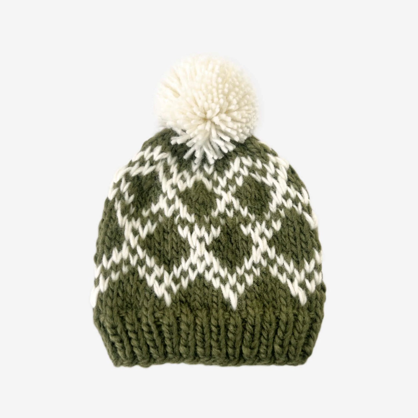 Olive Diamond Faire Isle Hat