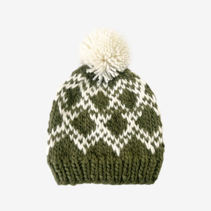 Olive Diamond Faire Isle Hat