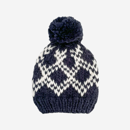 Navy Diamond Faire Isle Hat