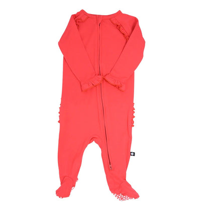 Red Ruffle Zip Footie