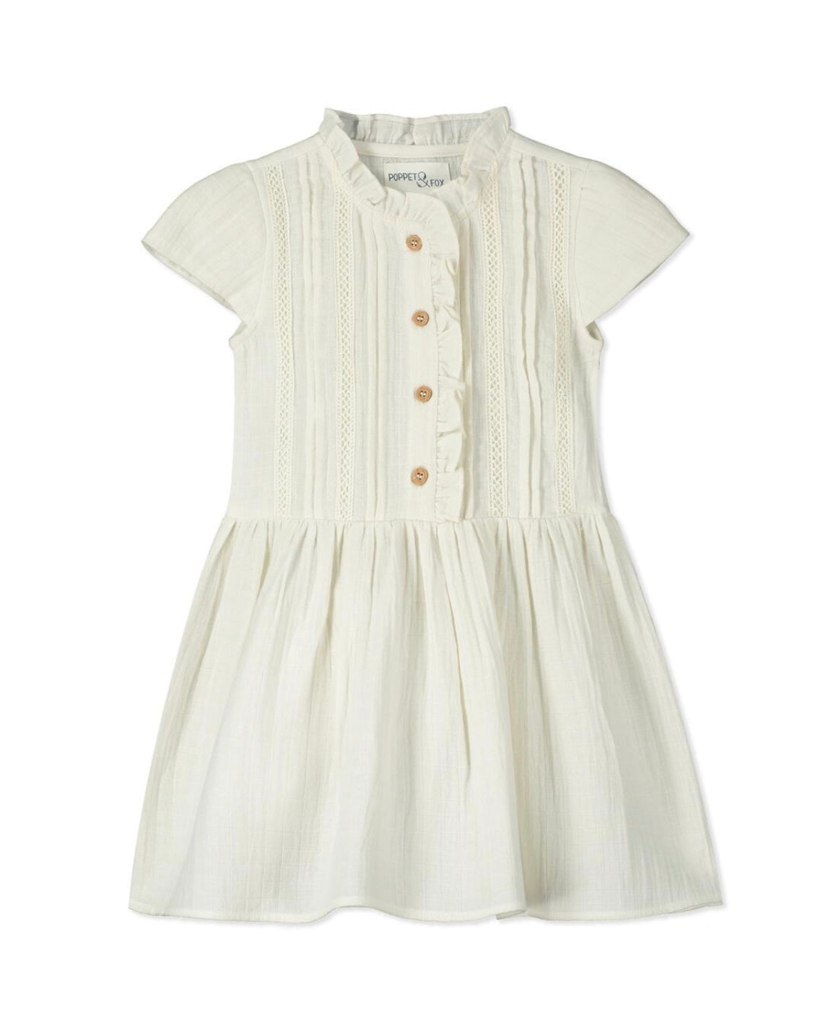 White Ruffle Button Dress