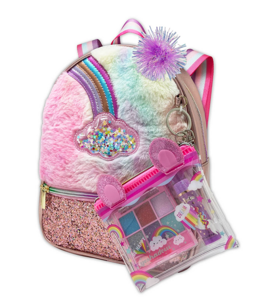 Rainbow Mini Backpack with Cosmetics Set