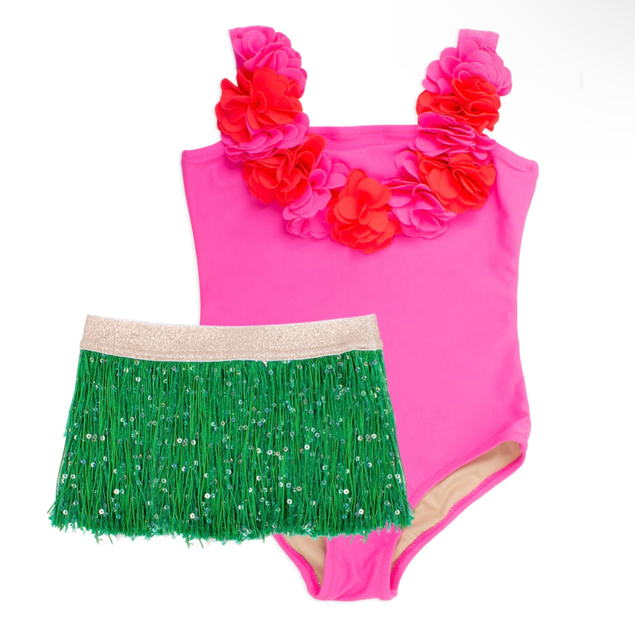 Hula Girl Swimsuit with Seagrass Fringe Skirt