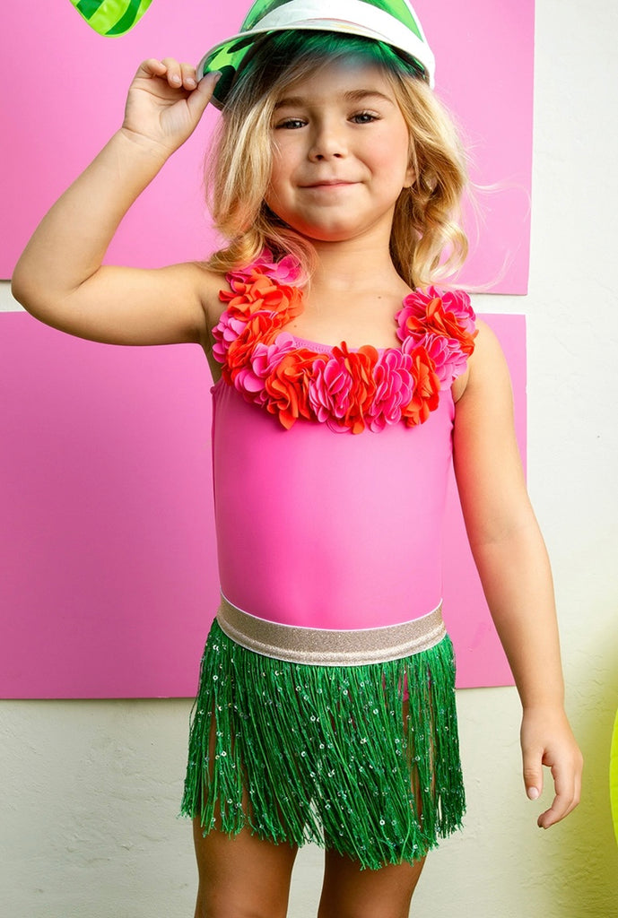 Hula Girl Swimsuit with Seagrass Fringe Skirt