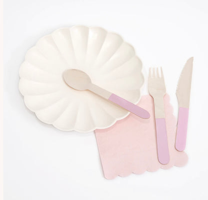 Pink Wooden Cutlery Set