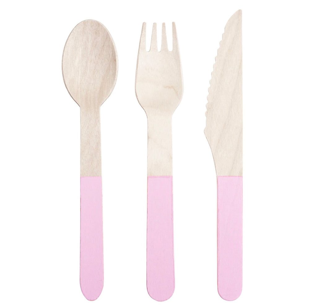 Pink Wooden Cutlery Set