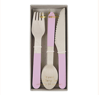Pink Wooden Cutlery Set