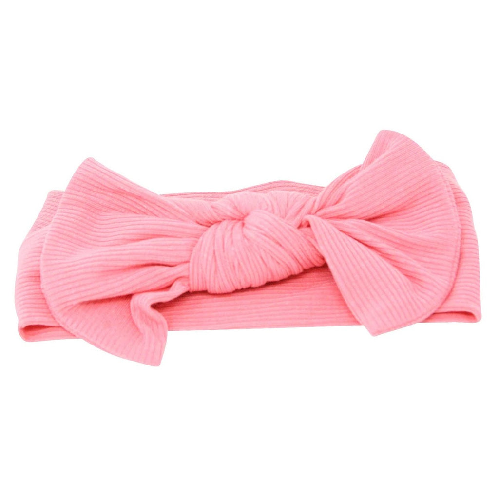 Ribbed Pink Bow Headband