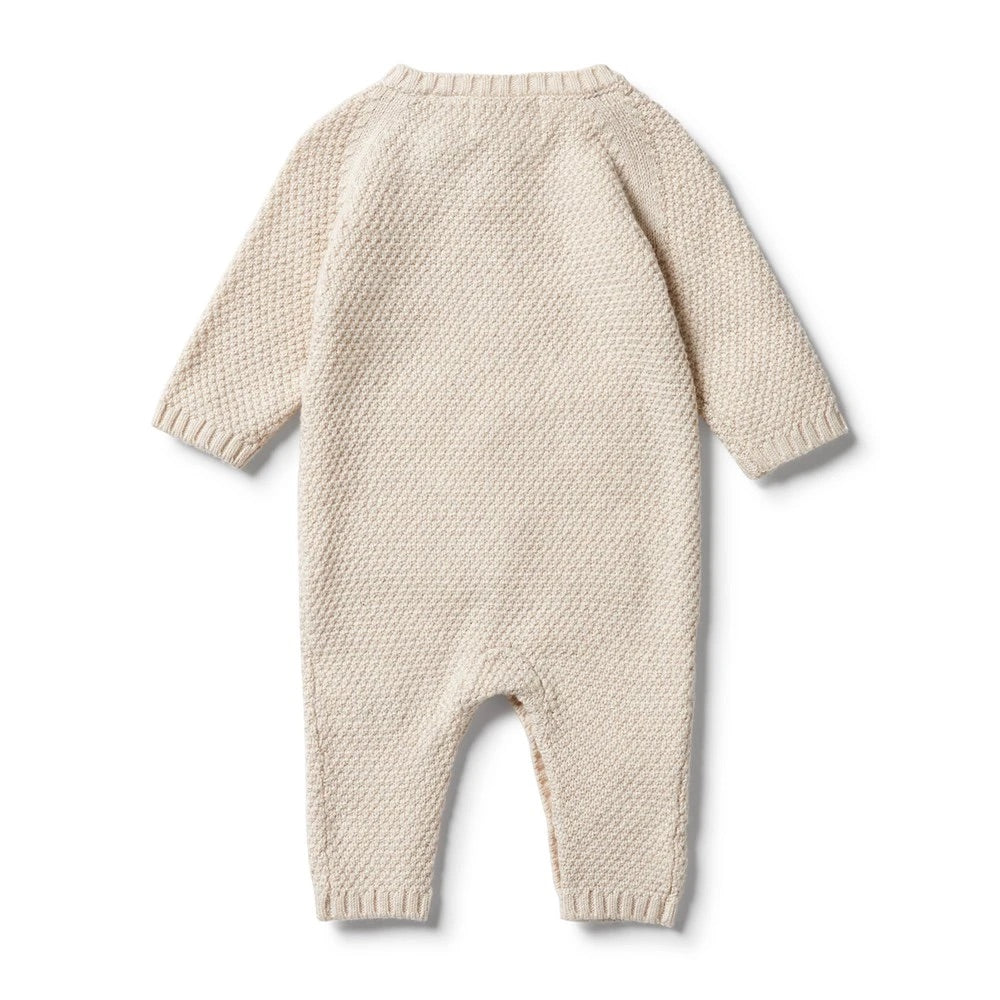 Oatmeal Melange Cable Knit Romper