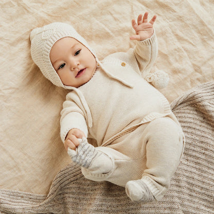 Oatmeal Melange Knitted Kimono Cardigan