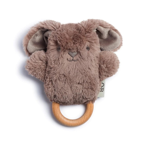 Earth Taupe Byron Bunny Soft Rattle Toy