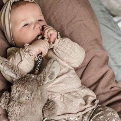 Earth Taupe Byron Bunny Soft Rattle Toy