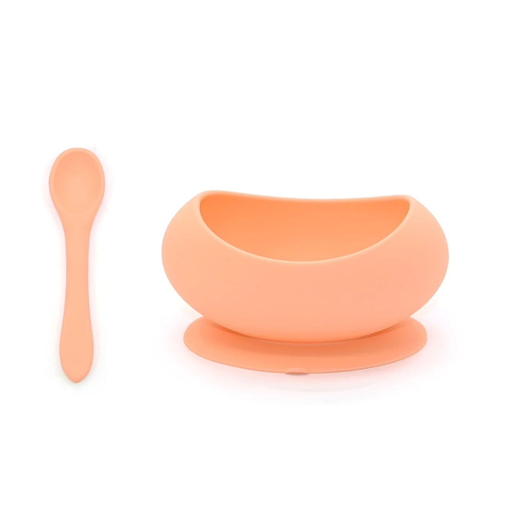 Peach Suction Bowl & Spoon Set