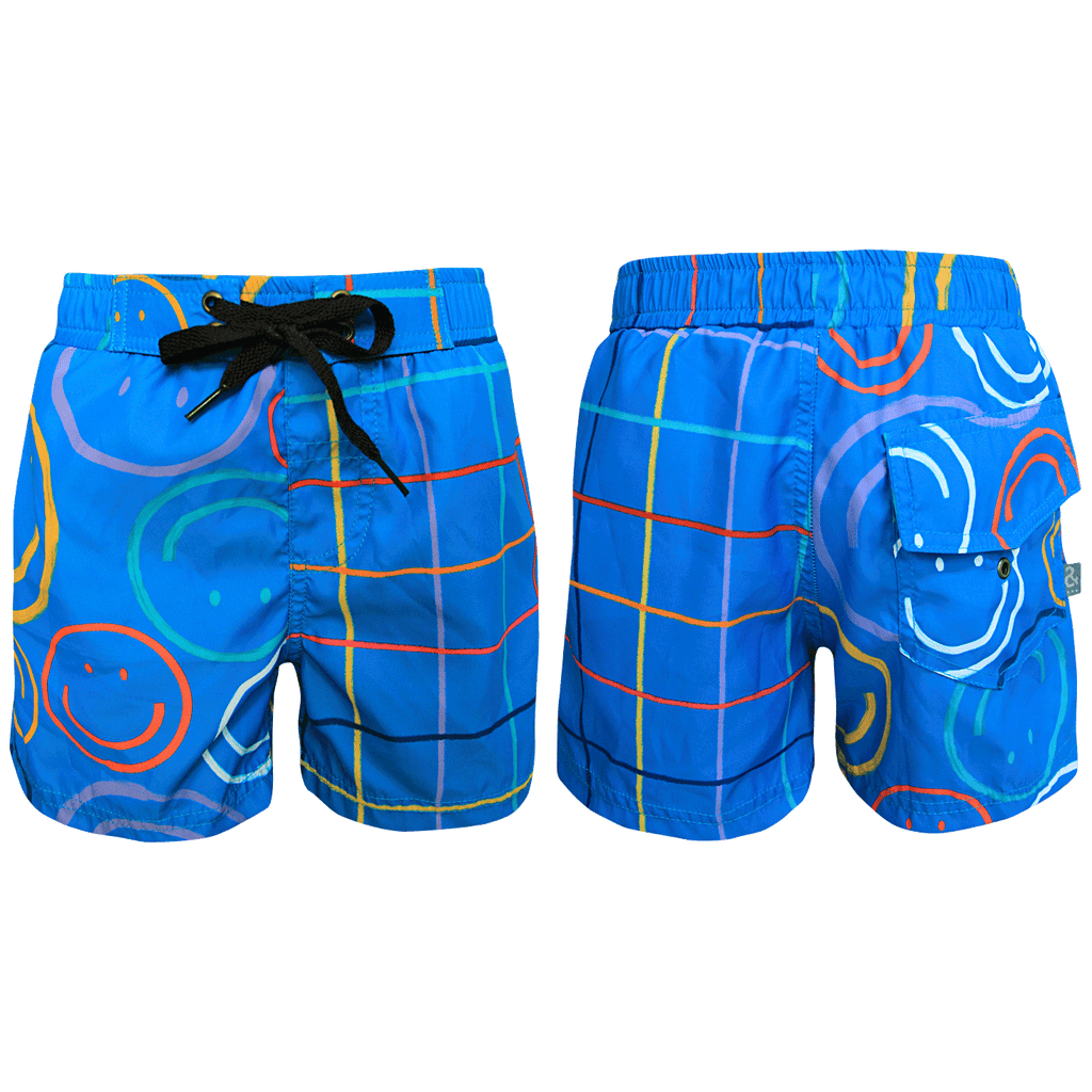 Happy Face Blue Swim Shorts