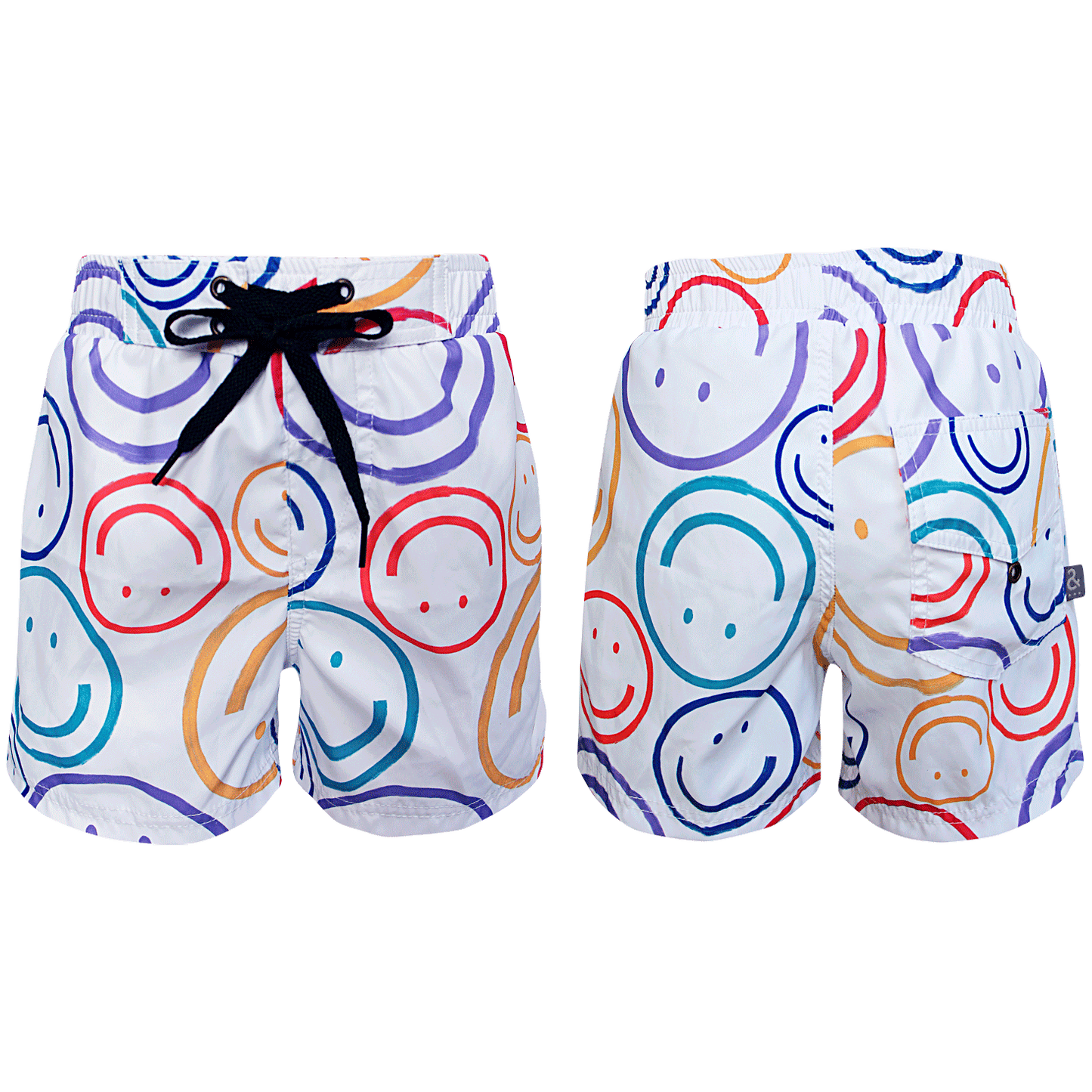 Happy Face White Swim Shorts