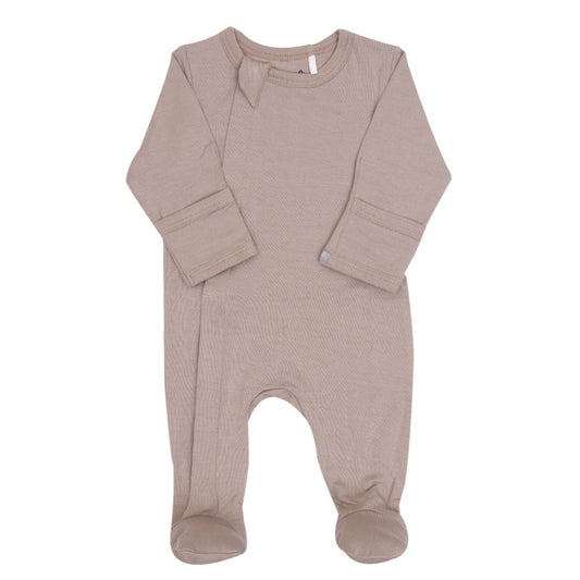 Taupe Basic Zip Footie
